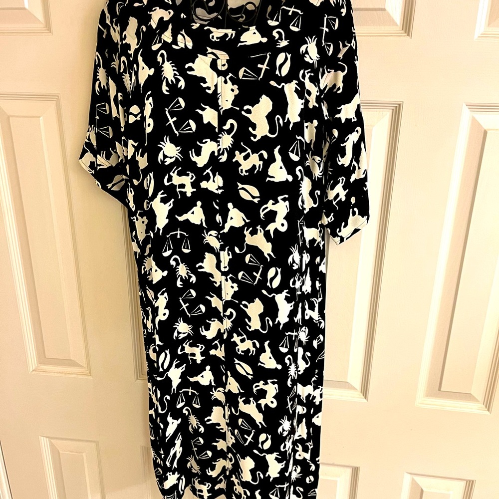 YSL vintage zodiac dress black and white
